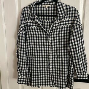 Maje Capri Chemise Gingham Long Sleeve Shirt size 2 medium